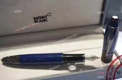 Fake Montblanc Daniel Defoe Blue and Black Fountain Pen